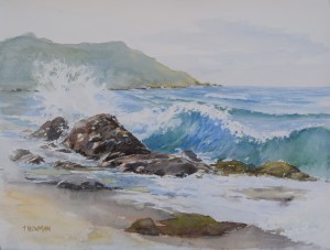 "Wintery Day at the Beach" watercolour 28 x 37 cms Australian$200 unframed
